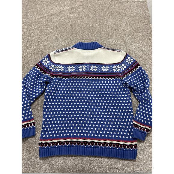 Lands End 1/4 Zip Sweater Boy’s XL (18-20) Nordic Fair Isle Cotton  - Picture 7 of 8